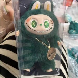 custom Vinyl Face emerald green Plush Doll Pendant key chain charm